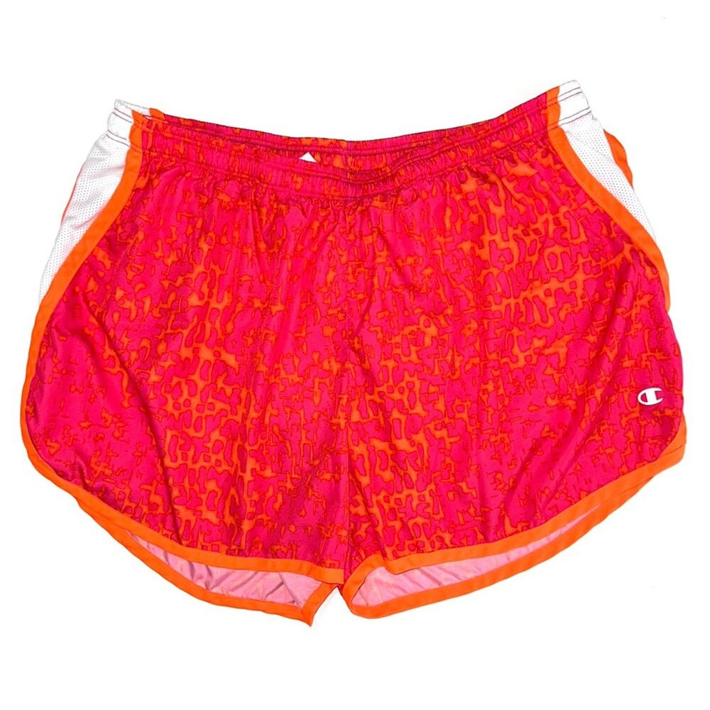 Champion PowerTrain Neon Coral Pink Orange Athletic Shorts Size Large